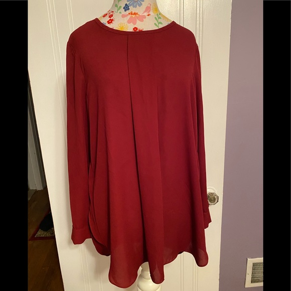 Vince Camuto Tops - Vince Camuto Deep Red Front Drape Blouse